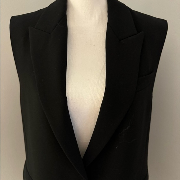 NWOT Zara Single Button Long Black Vest S - Picture 2 of 10